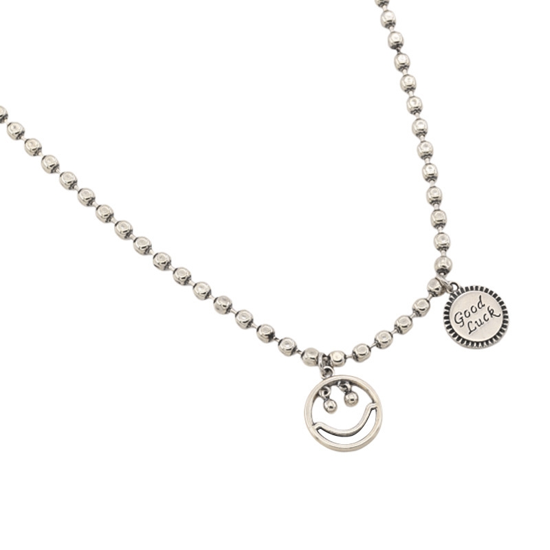 Titanium steel GOODLUCK necklace female niche design lucky network red high-grade smiley face necklace female girlfriends hand jewelry tide 81424