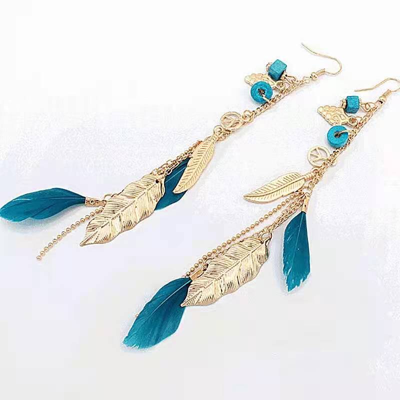 2021 D23 fashion accessories Bohemian fringe earrings exaggerated European and American crystal earrings long thin