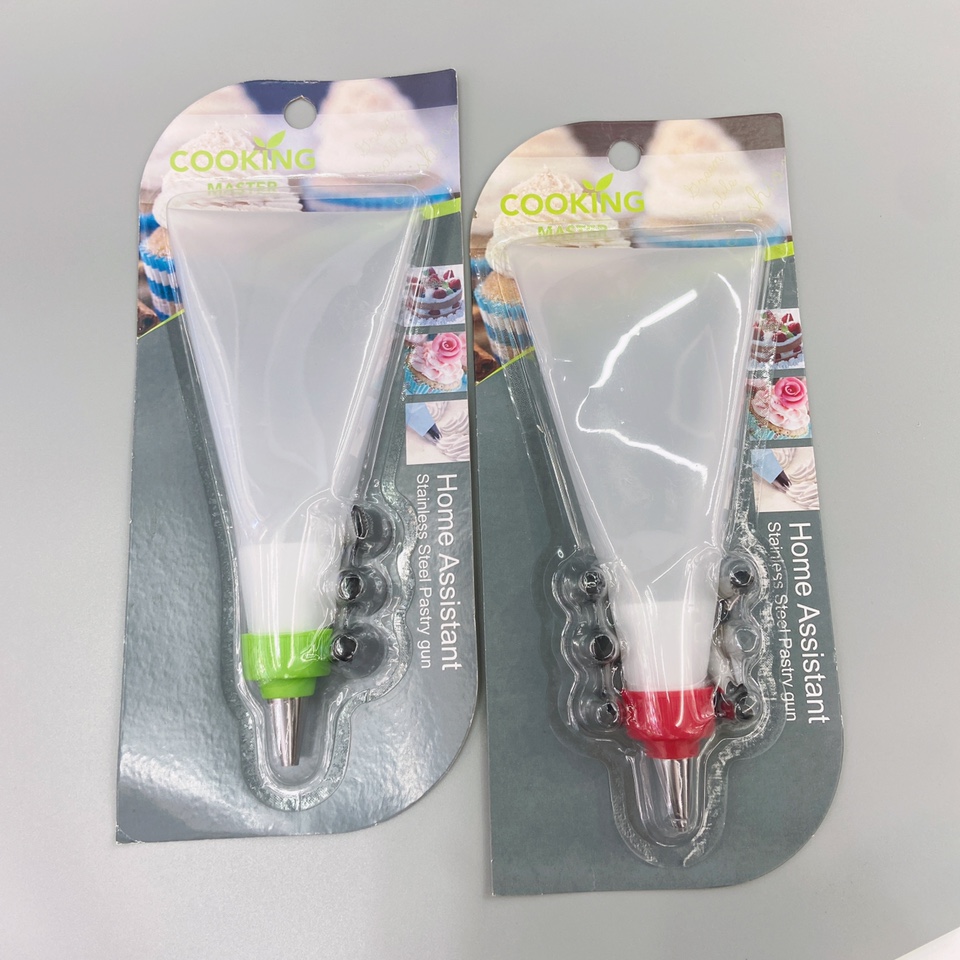 Stainless steel 4-head piping nozzle set, home baking cake extrusion cream puff cookie piping tool, piping bag