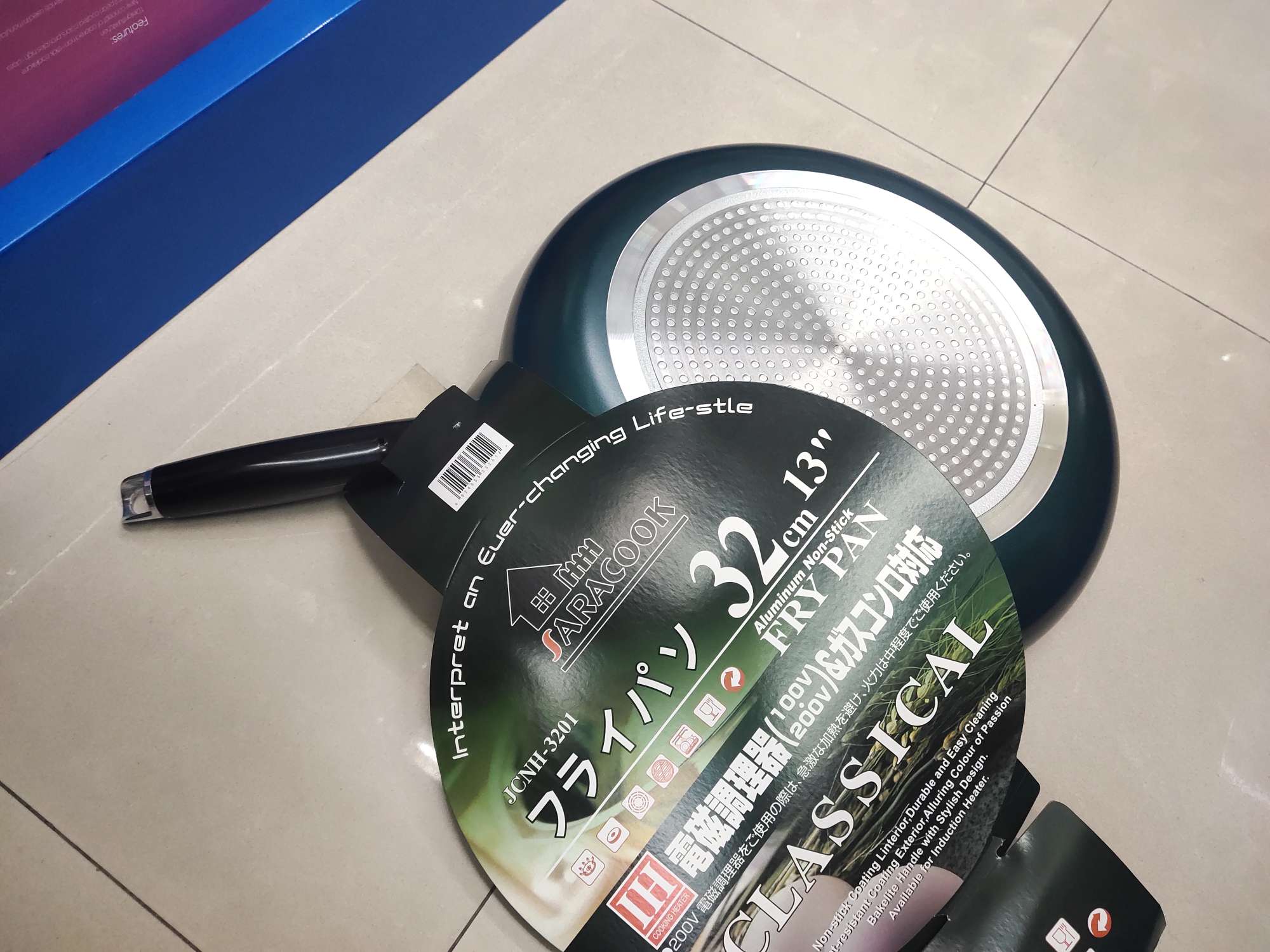 Household flat-bottomed pan, non-stick pan, double-bottomed, induction cooker and gas stove dual-purpose frying pan and wok, 32cm Specification image