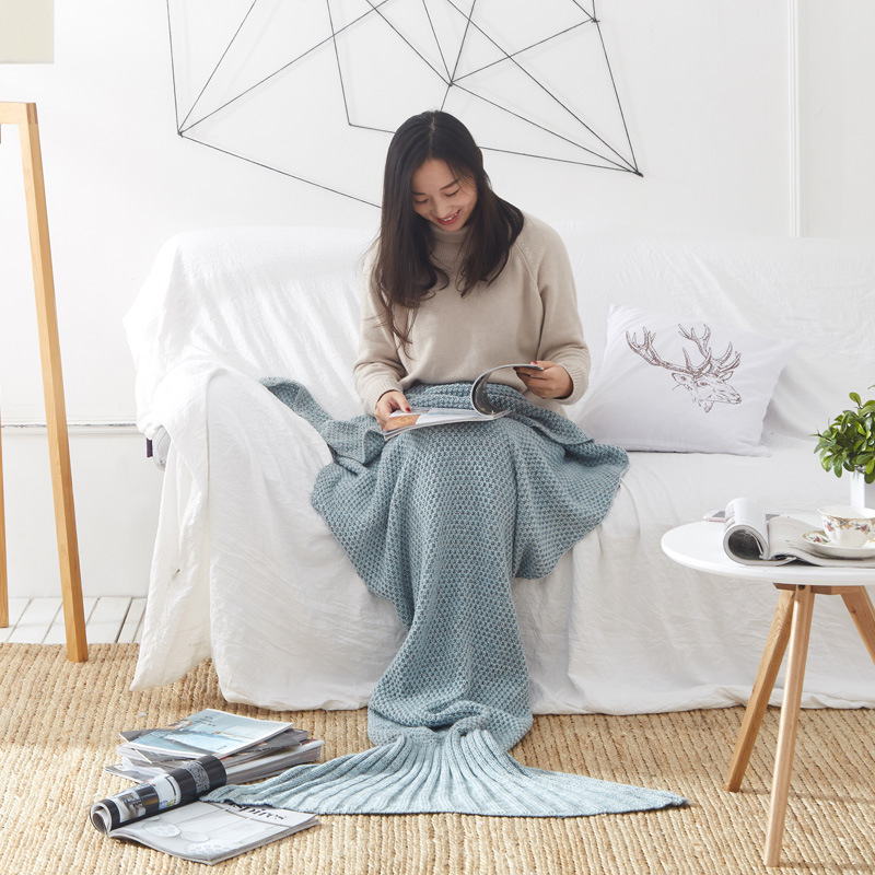Sleeping bag knitted mermaid tail blanket Mermaid blanket imitation cashmere Mermaid tail blanket Mermaid blanket imitation cashmere detail image 5