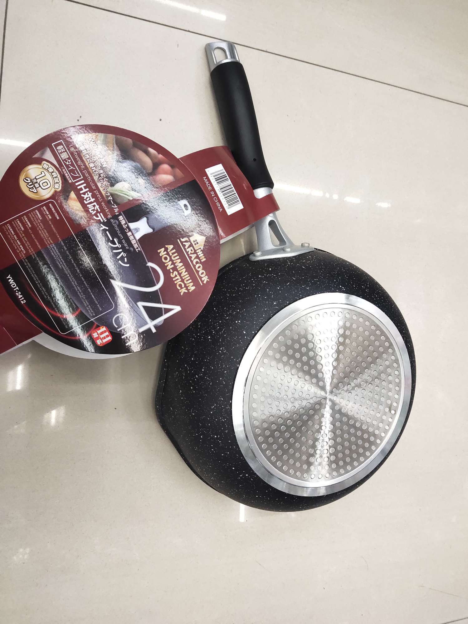 SARACOOK exports 24cm of tourmaline imitation die-casting with a spout, non-stick wok/deep-frying pan with a double-bottom gas induction cooker, suitable for Japan Specification image