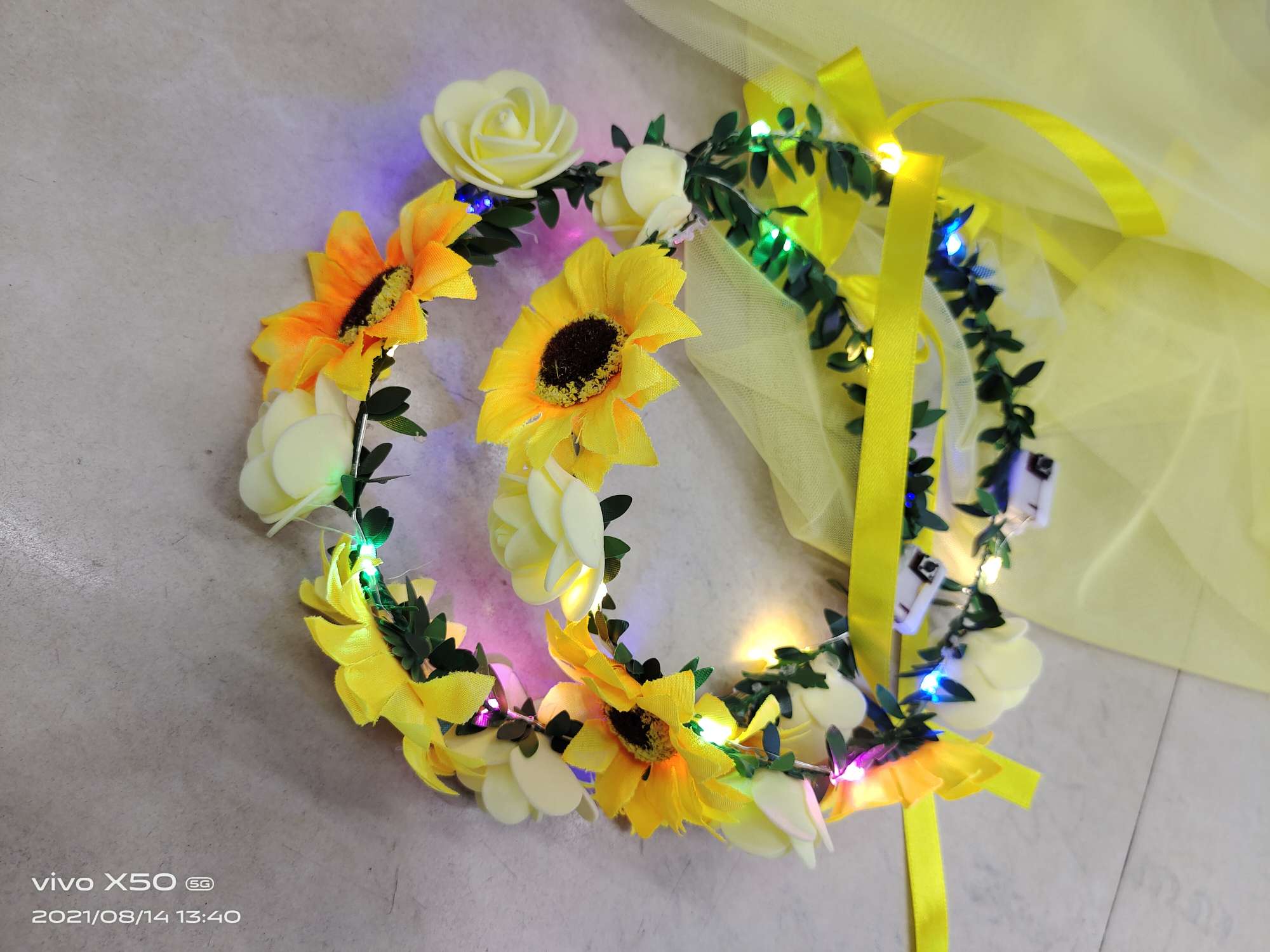 Luminous Sunflower Garland Veil Manufacturers Direct Sales details Picture