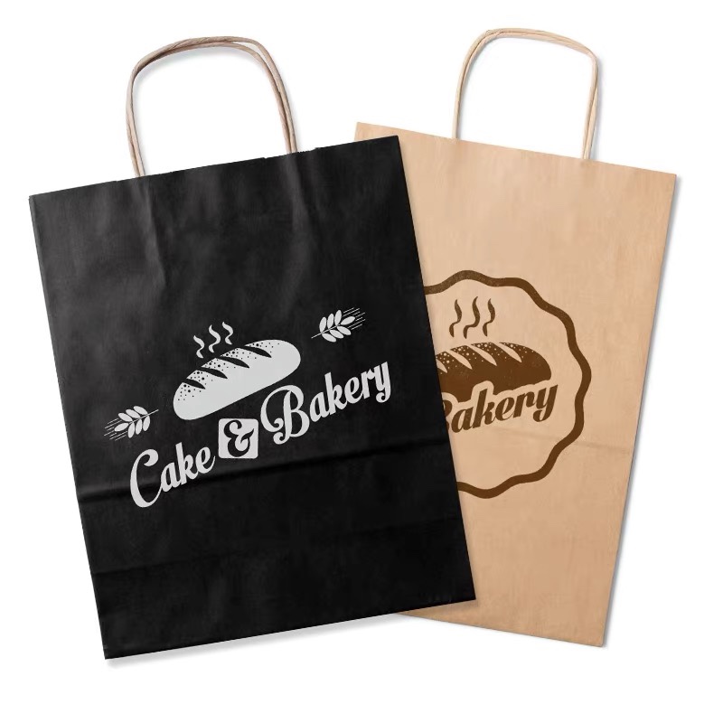 蛋糕店手提袋甜品纸杯外带牛皮纸包装纸袋定制印刷logo礼品手拎袋