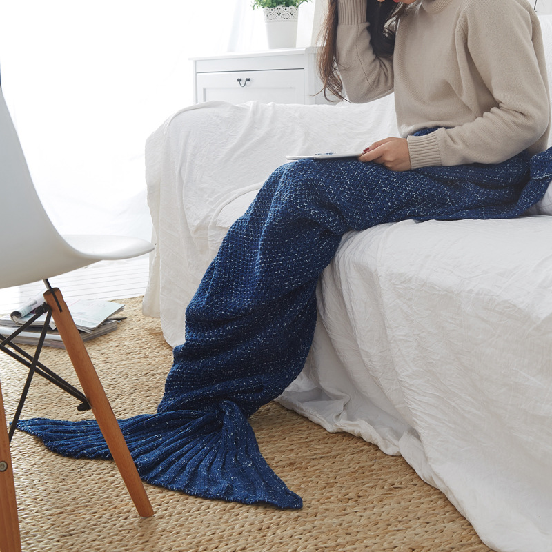 Sleeping bag knitted mermaid tail blanket Mermaid blanket imitation cashmere Mermaid tail blanket Mermaid blanket imitation cashmere detail image 7