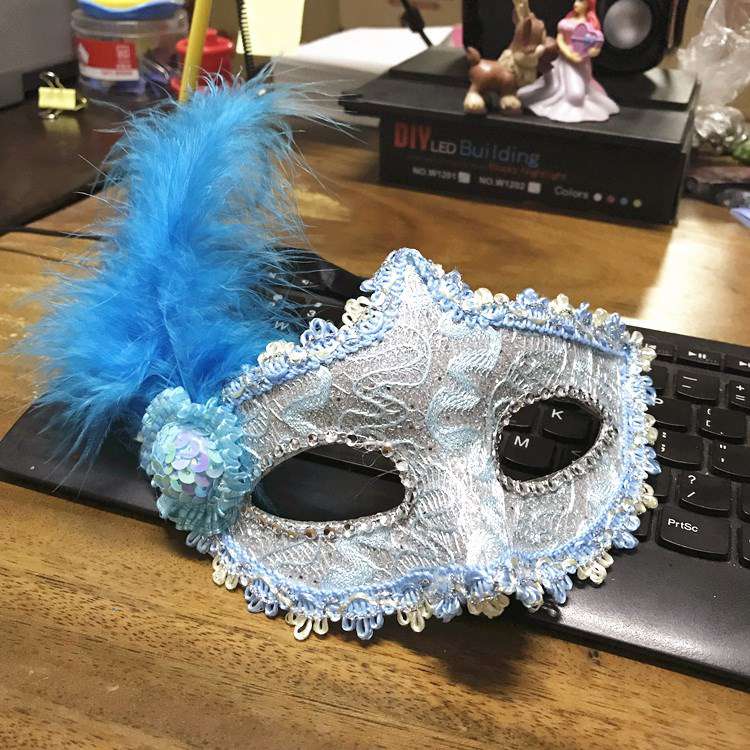 万圣节化妆舞会公主面具 派对年会半脸珍珠蕾丝水钻羽毛女款面具19产品图