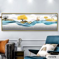 Nordic abstract oil painting texture gold forest sofa bed decoration