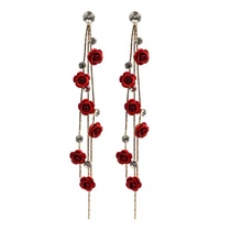 2021 D8 fashion accessories Bohemian fringe earrings exaggerated European and American crystal earrings long thin