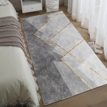 现代简约仿羊绒床边地毯卧室长条床边毯客厅床前地垫床边小地毯厚
