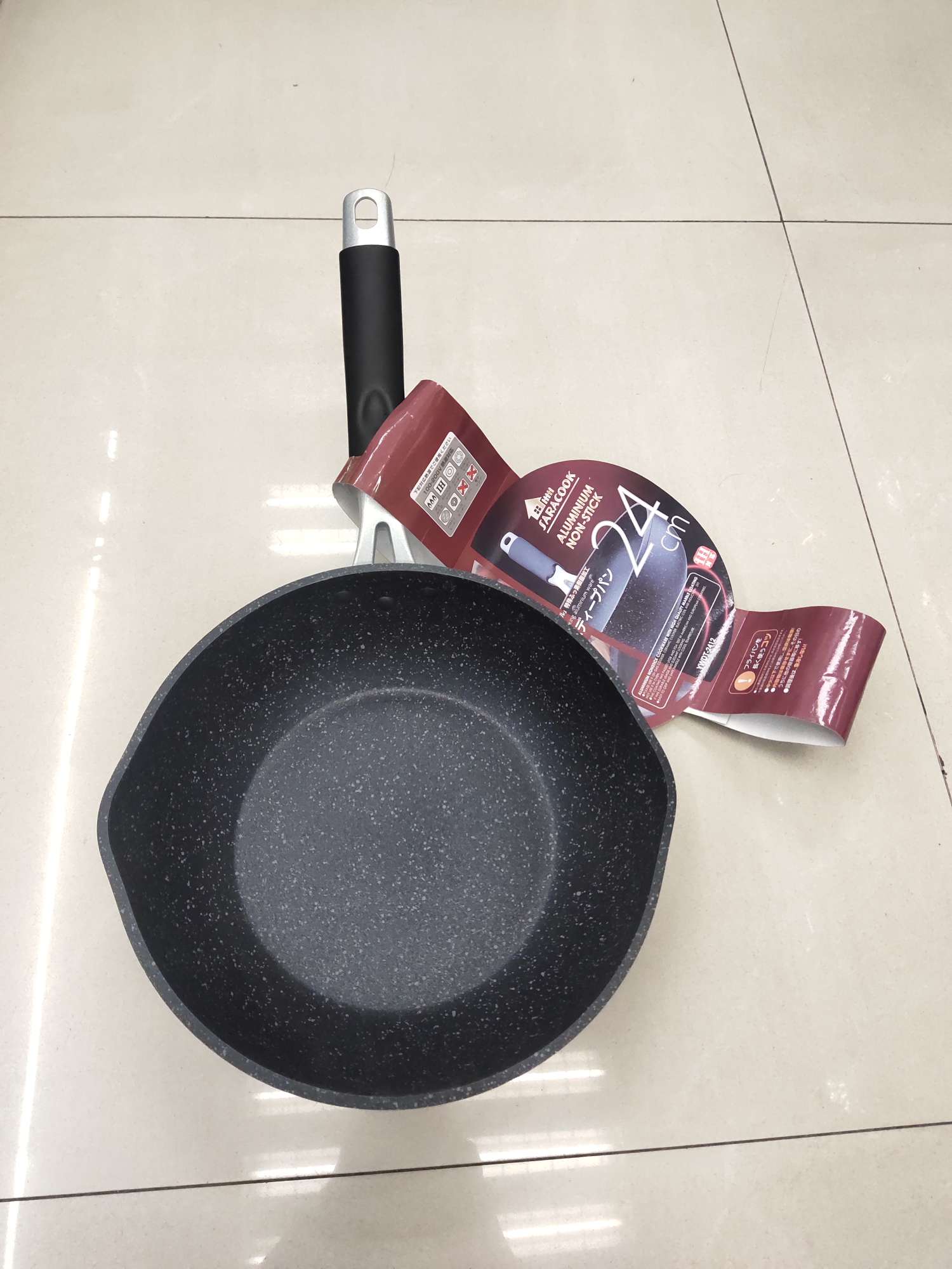 SARACOOK exports 24cm of tourmaline imitation die-casting with a spout, non-stick wok/deep-frying pan with a double-bottom gas induction cooker, suitable for Japan details Picture