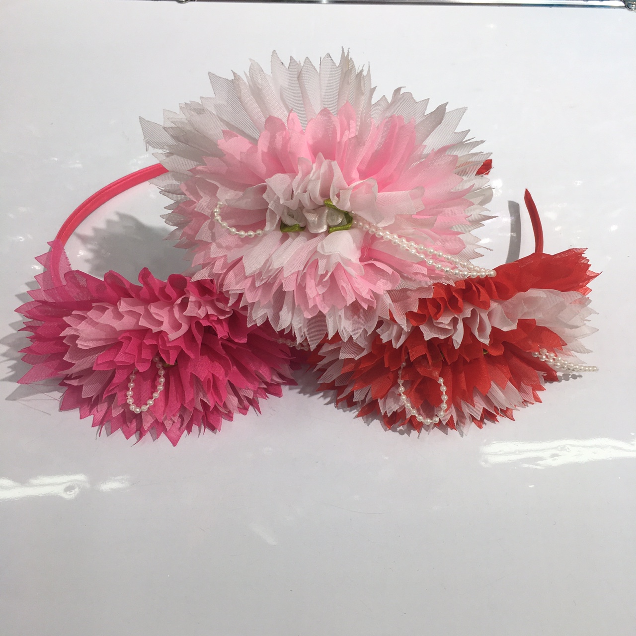 Three-color large and small flowers, beaded headbands, fashionable and versatile, trendy women's hair accessories, popular headwear, Melida accessories Item Picture