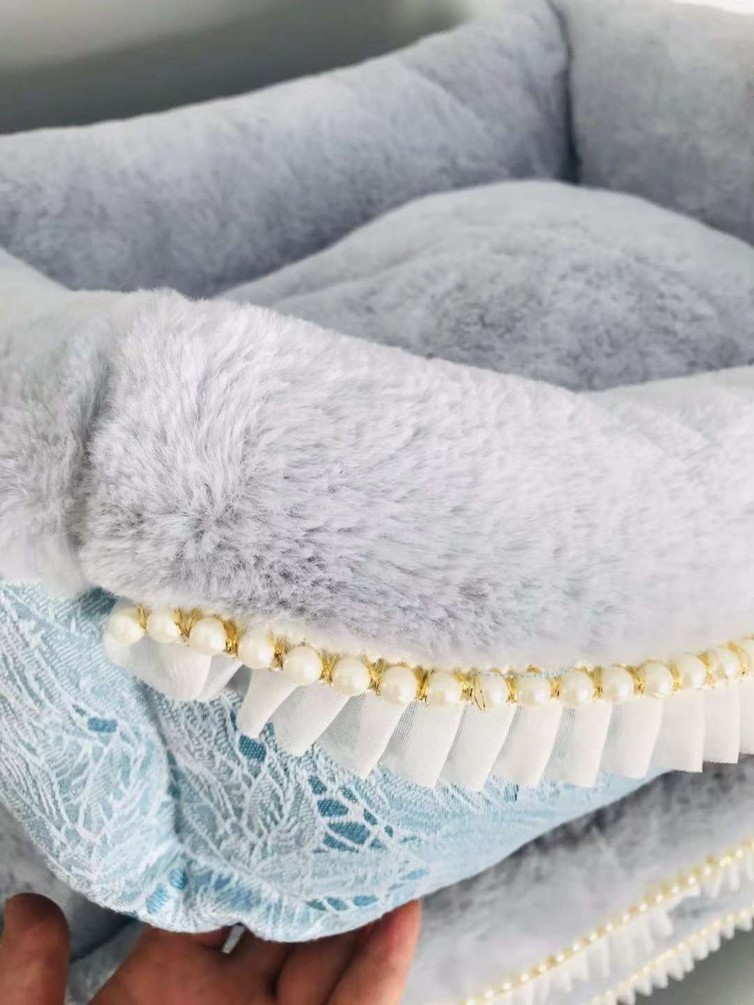 宠物用品！2021秋冬新品
雕花蕾丝亚麻+兔毛，三个尺详情9