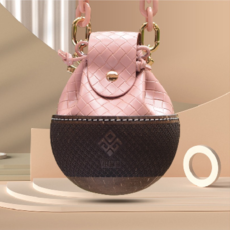YEGEGE Coconut Check bell bag Coconut shell bag Hand bag diagonal cross hand bag simple atmosphere handbag Fucoi-79