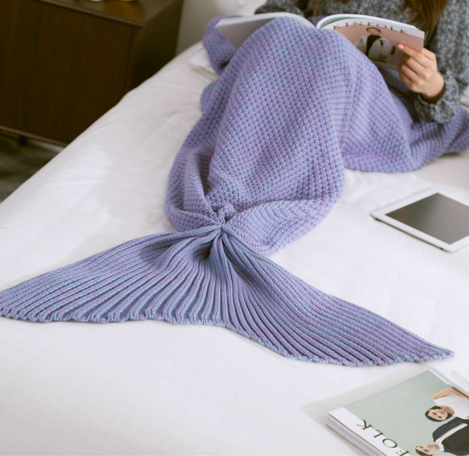 Sleeping bag knitted mermaid tail blanket Mermaid blanket imitation cashmere Mermaid tail blanket Mermaid blanket imitation cashmere detail image 4