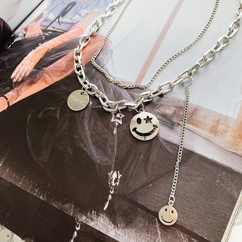 Titanium steel GOODLUCK necklace female niche design lucky network red high-grade smiley face necklace female girlfriends hand jewelry tide 81421