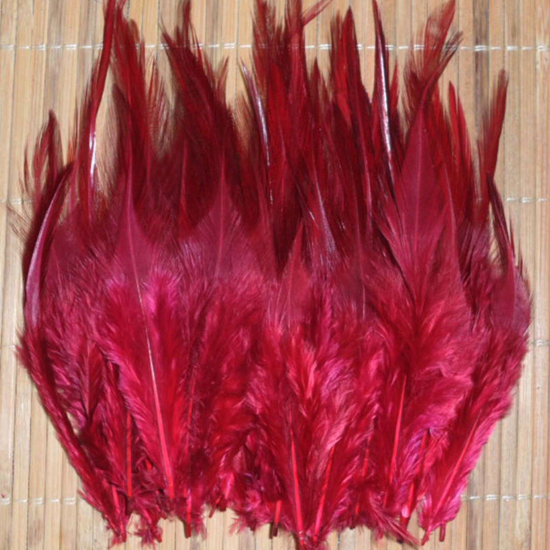 鸡毛白尖4-6英寸酒红色
