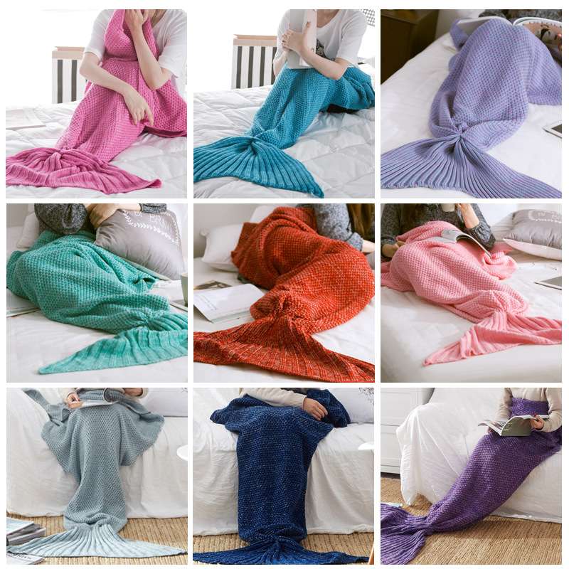 Sleeping bag knitted mermaid tail blanket Mermaid blanket imitation cashmere Mermaid tail blanket Mermaid blanket imitation cashmere detail image 1