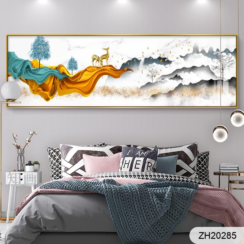 北欧简约抽象红色大树工业风意境床头