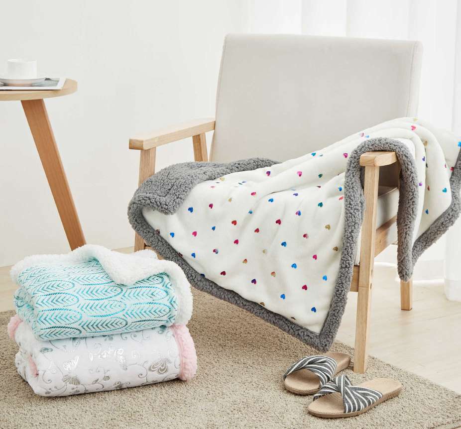 Double-layer cotton fleece flannel blanket for nap, gold-embossed, 75*100, 100*150cm detail image 2