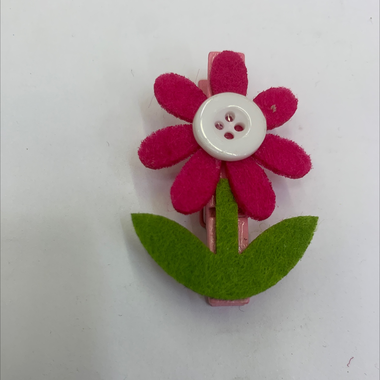 卡通衣夹 照片夹 留言夹 玫红色花朵绿色树叶 配粉红色衣夹