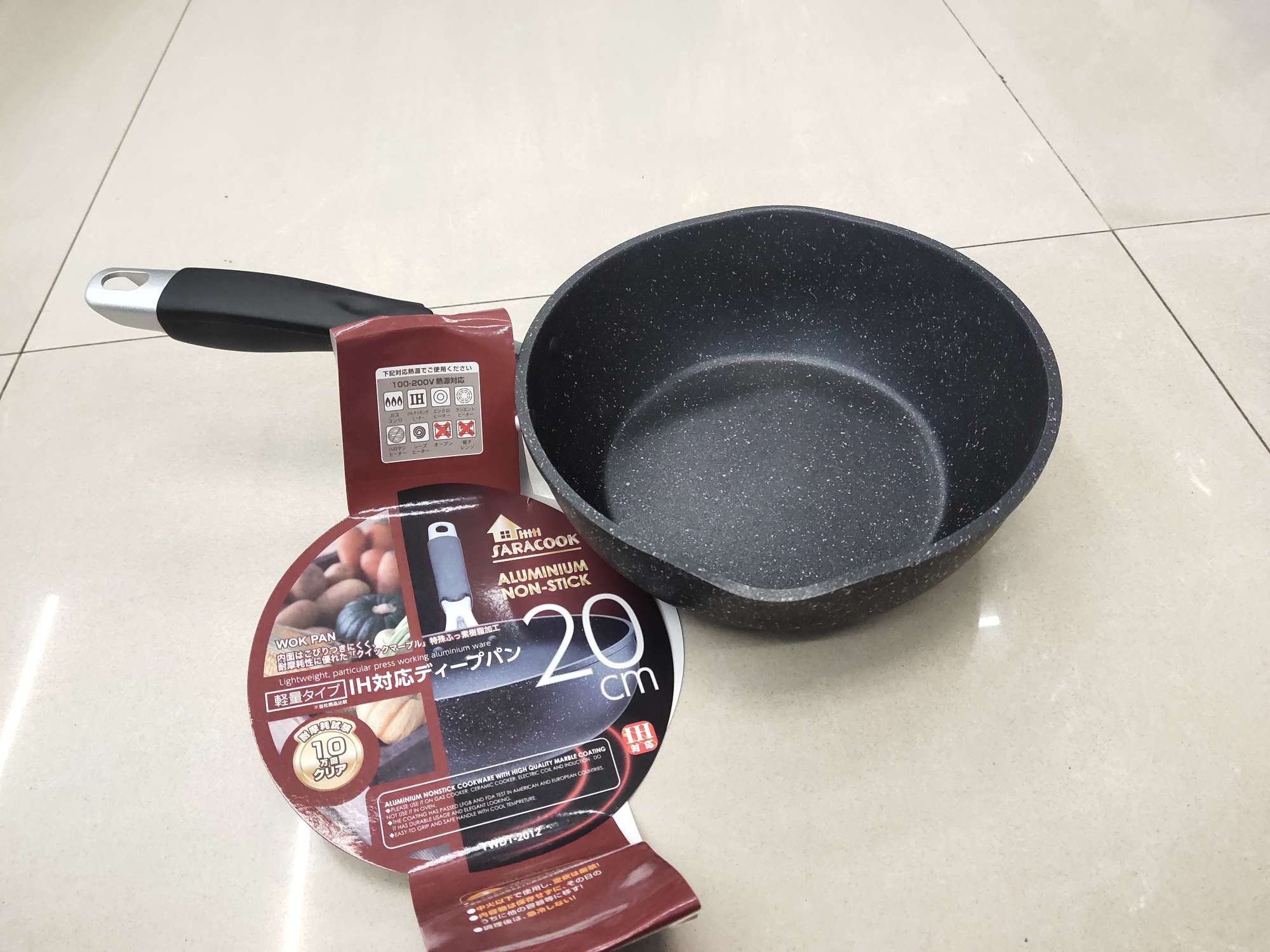 SARACOOK exports 20cm tourmalite imitation die-casting with a spout, non-stick wok/deep-frying pan with a double-bottom gas induction cooker, suitable for Japan details Picture