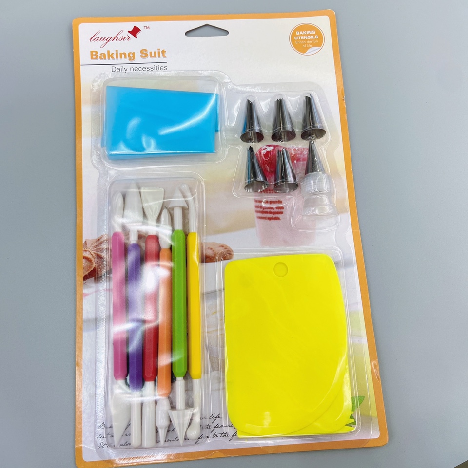 Stainless steel piping tip set, home baking cake, cream puff, cookie piping tools, piping bags, scraper, engraving pen, baking tools