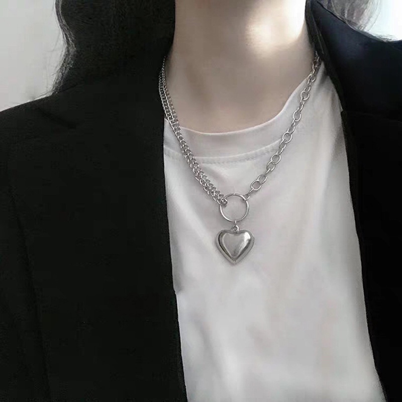 Korean version cross-border new hollowed-out heart-shaped chain necklace, ins punk style multi-chain collarbone chain HZS1828