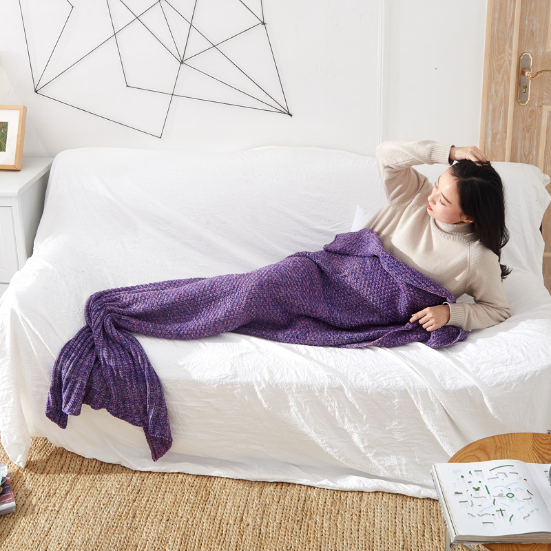 Sleeping bag knitted mermaid tail blanket Mermaid blanket imitation cashmere Mermaid tail blanket Mermaid blanket imitation cashmere detail image 8