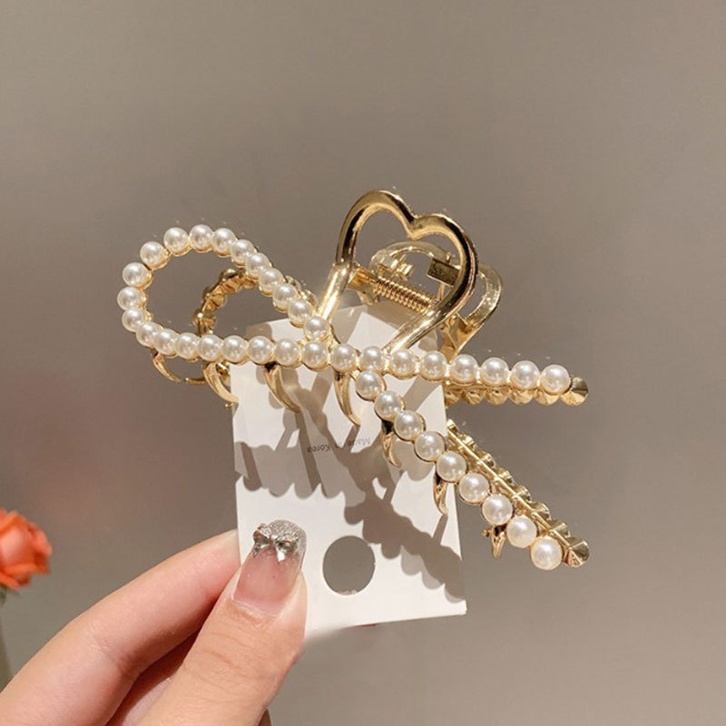 韩板气质珍珠发夹女夏后脑勺大号抓夹发卡抓发夹网红鲨鱼夹子头饰详情2