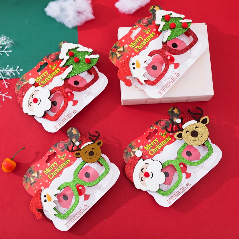 圣诞节装饰品成人儿童卡通老人雪人麋鹿小熊舞会派对眼镜框架道具