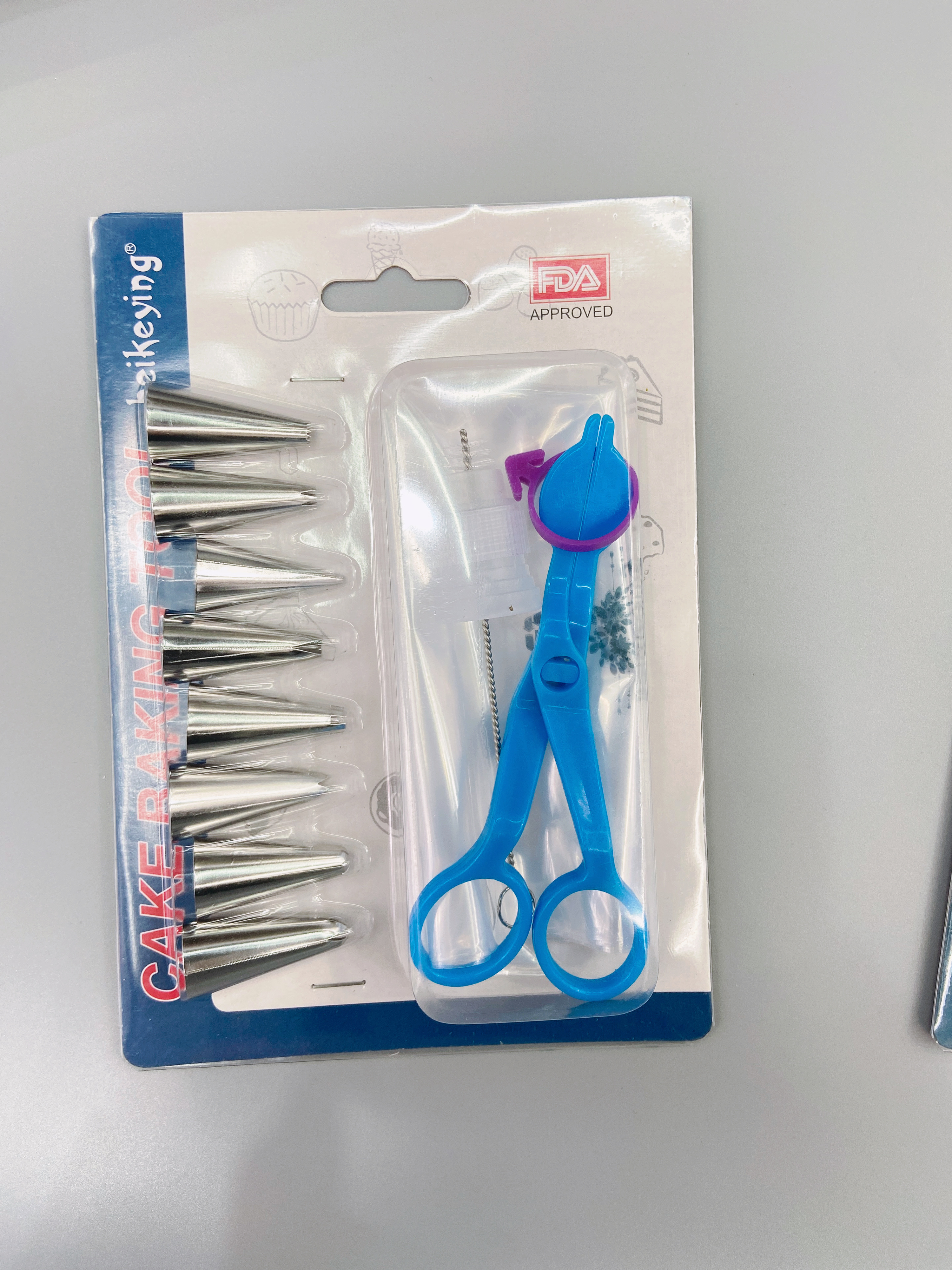 8pc304 stainless steel piping nozzle set, 3pcPE bag piping scissors and brushes, baking cake supplies detail image 2
