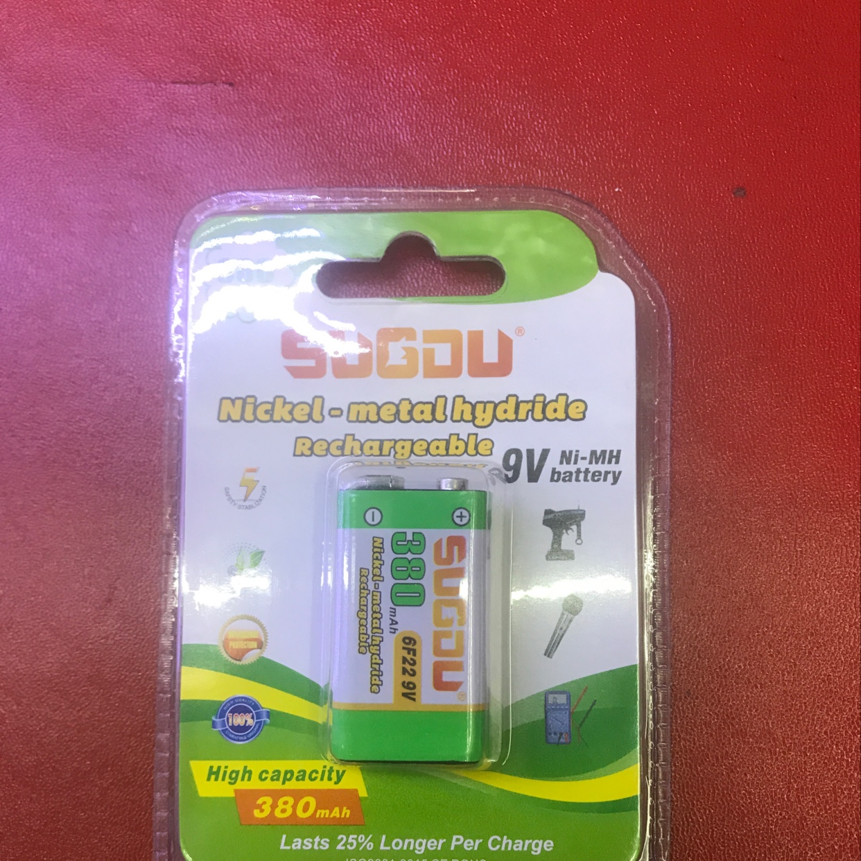 Su充电9伏电池，可以用玩具电动车的，一件200个，一盒10个，容量380毫安