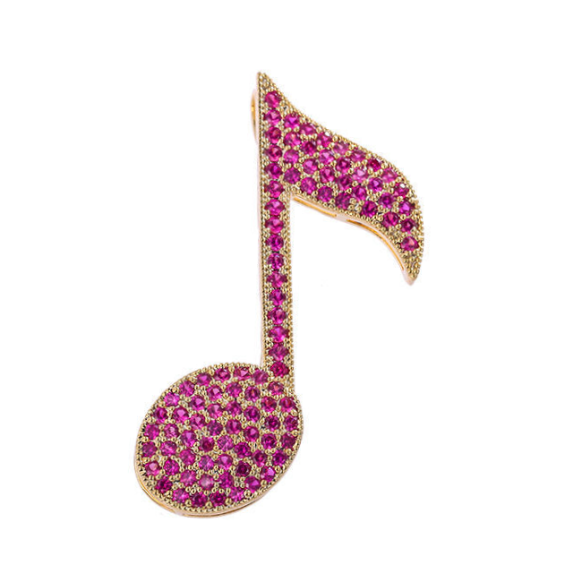 Restrained Luxury colorful diamond eighth note brooch suit dress accessories male and female temperament Flash diamond zircon corsage personality