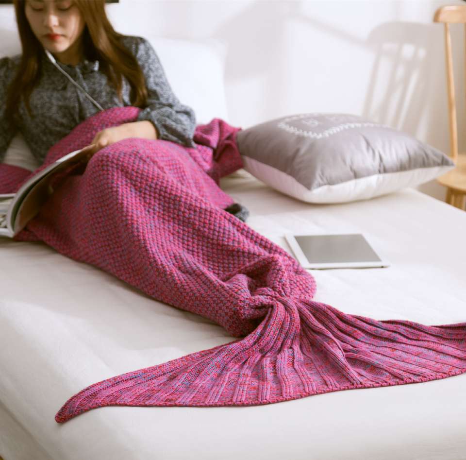 Sleeping bag knitted mermaid tail blanket Mermaid blanket imitation cashmere Mermaid tail blanket Mermaid blanket imitation cashmere Specification image