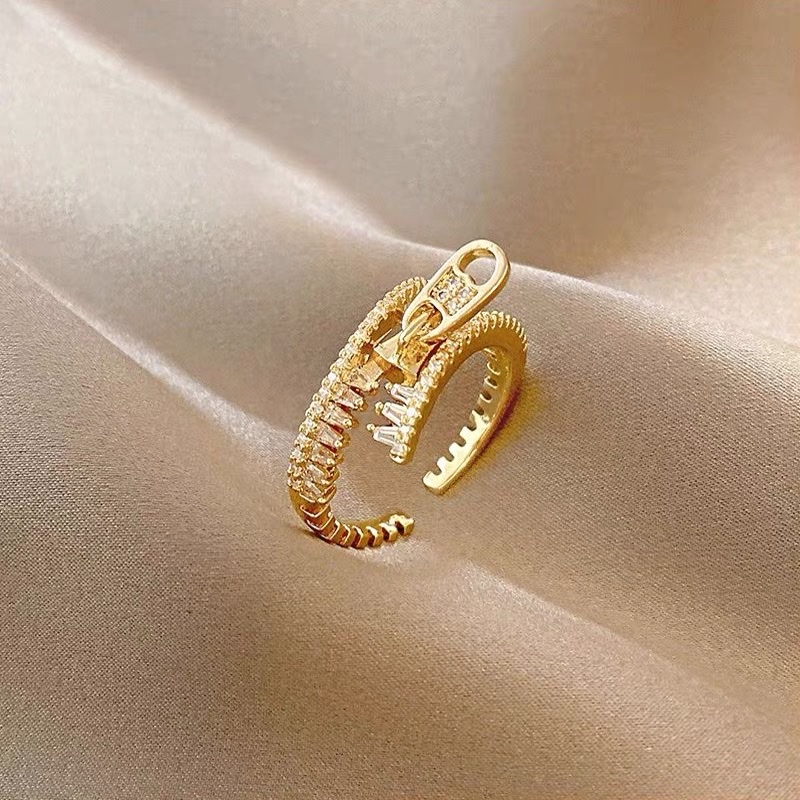 A high-end, personalized design with a zipper pattern, a fashionable and trendy ring that is the same as that of Internet celebrities Item Picture