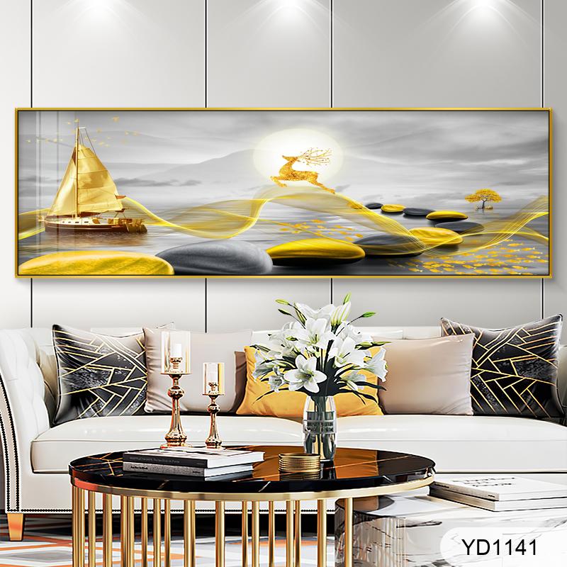 Ink modern simple money tree golden bird abstract bed decoration