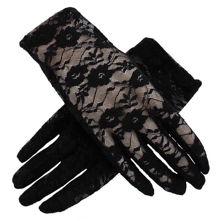 Summer sun protection gloves for women lace UV protection thin open riding non-slip sunshade spring and autumn short gloves