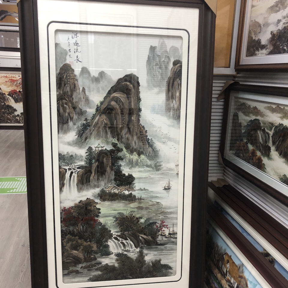 义乌大森装饰175X95cm纯手工羽毛画装饰画源远流长a1
