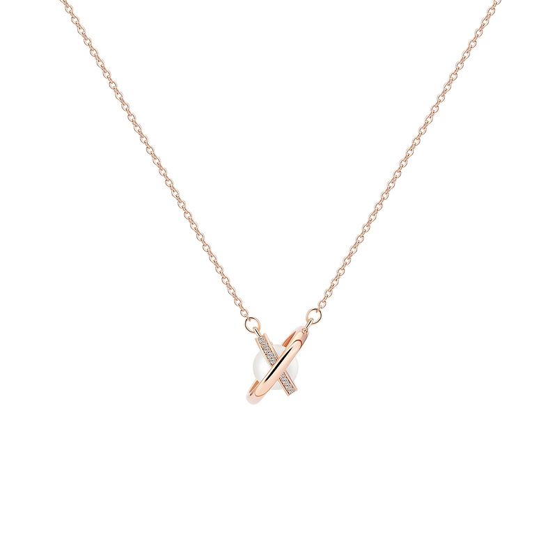 Designer splicing necklace female network red niche collarbone chain personality pendant necklace Pearl belt diamond necklace 89