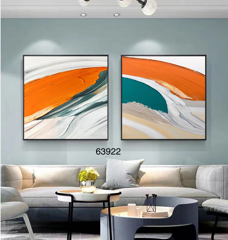 Living Room Triplet Oil Painting Sofa Background Painting Simple Style Abstract Type Application Scenario