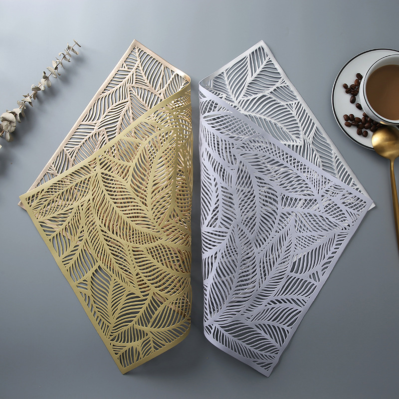 长方形隔热餐垫北欧风镂空西餐桌垫高档酒店餐厅盘垫树叶装饰垫详情图3