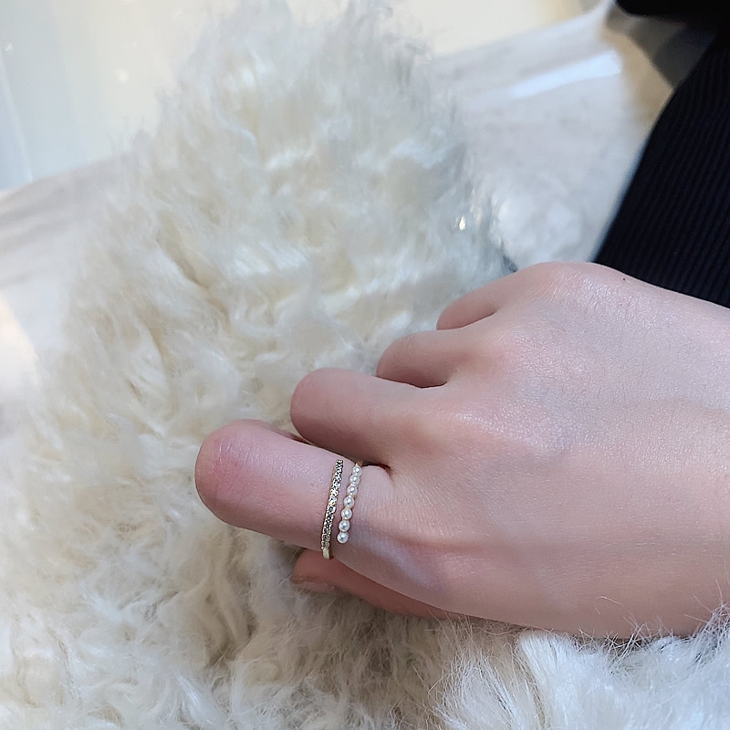 Pearl ring female fashion personality index finger ring Instagram trend net red cold wind system light luxury fashion vegan circle