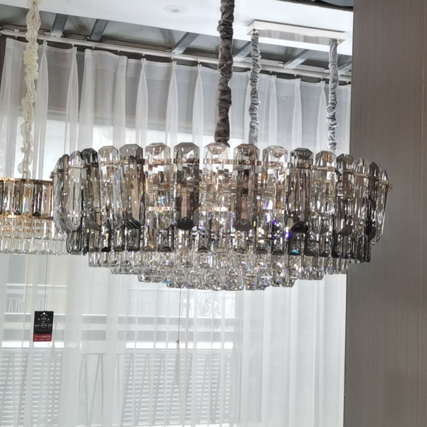Modern light luxury crystal hotel bar counter engineering chandelier