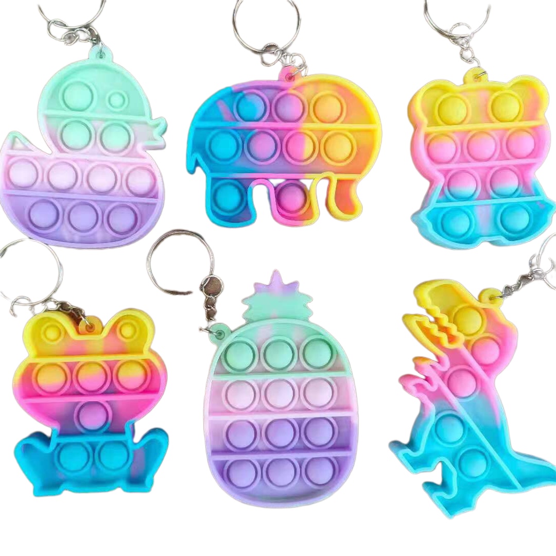 Rat killer pioneer keychain Duck Dinosaur frog Elephant Bear cartoon cute silicone bubble music keychain
