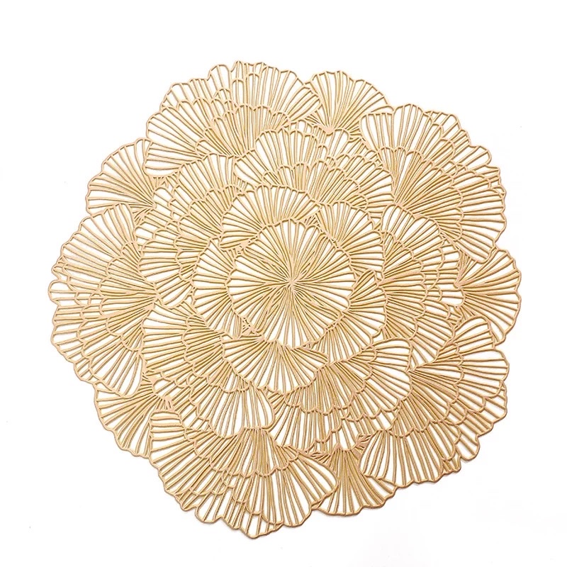 Floral European-style placemats, PVC hollowed-out gold-embossed table MATS, hotel heat insulation and anti-slip coffee coasters, steak plate MATS detail image 14