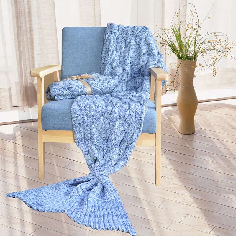 Mermaid sleeping bag, mermaid tail blanket, fish scale knitted woolen blanket, exit detail image 1