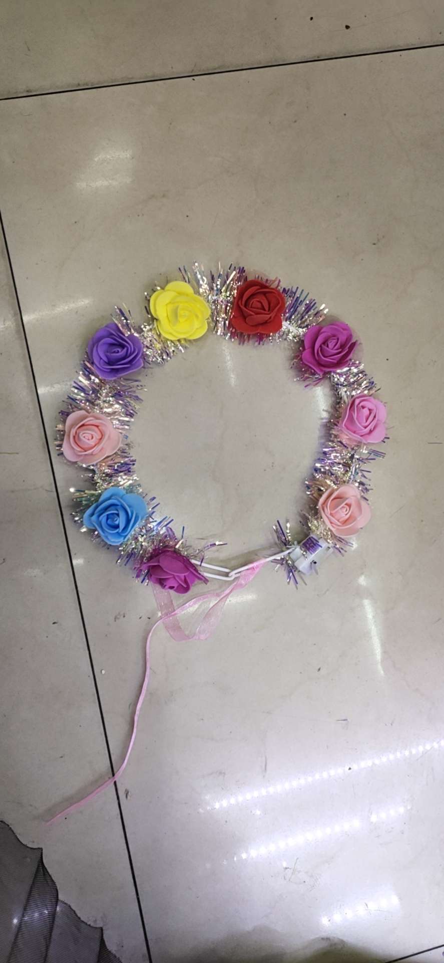 泡沫花亮丝带灯头环，发光头扣，亮丝头扣详情图1