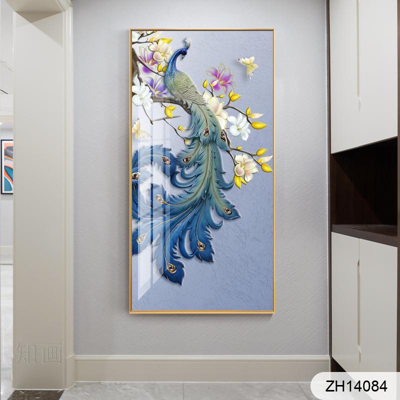 Modern fresh three-dimensional art oil painting butterfly dance peacock porch decoration