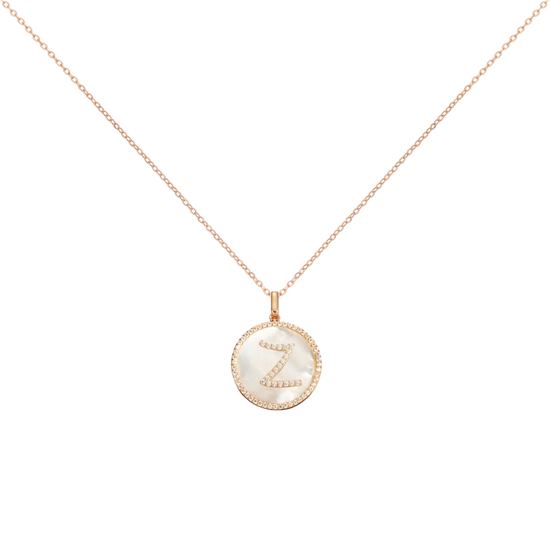 Designer splicing necklace female influencer niche collarbone chain personality pendant necklace Round brand letter Z necklace with diamond 60