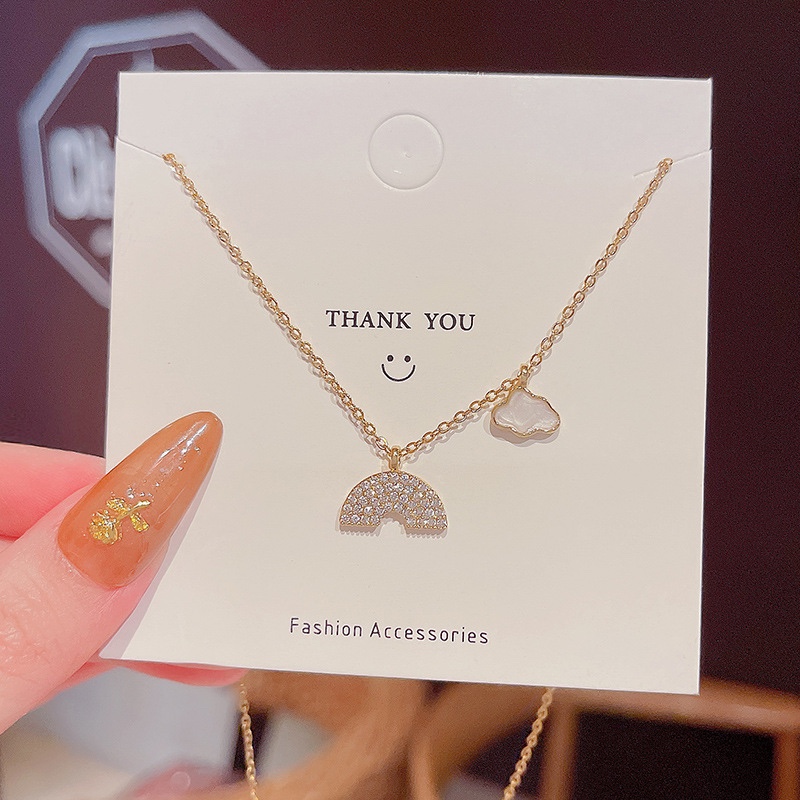 Japanese and Korean style niche design sense titanium steel necklace women's series geometric shape Internet bestseller trendy collarbone chain wholesale 001